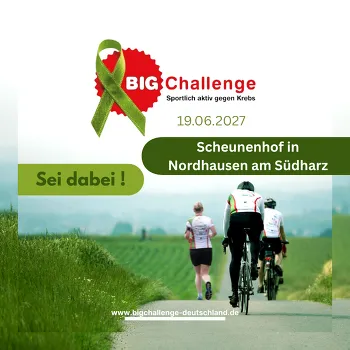 Logo von BIG Challenge mit Fahrradfahrern von hinten